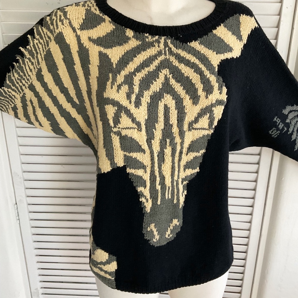 Zebra Pattern Black and Cream Sweater